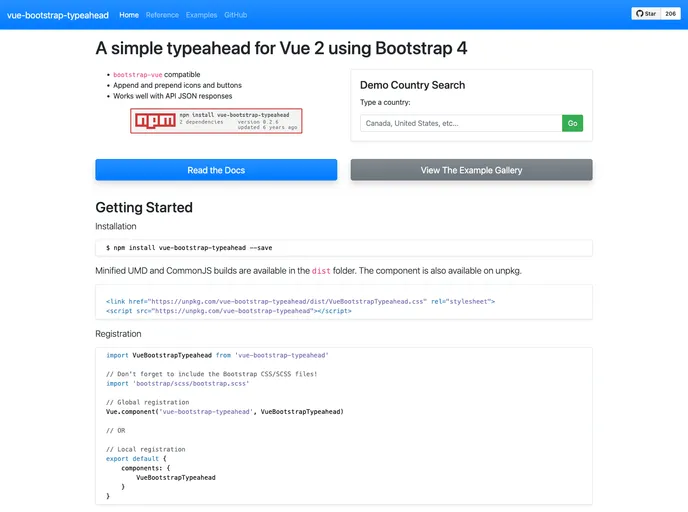 Vue Bootstrap Typeahead screenshot