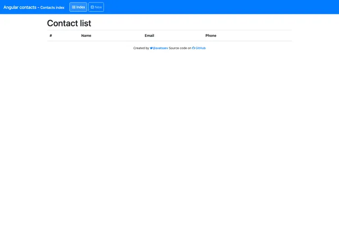 Angular Contacts App Example screenshot