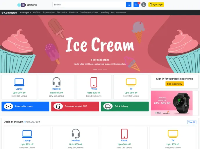 E Commerce Template screenshot