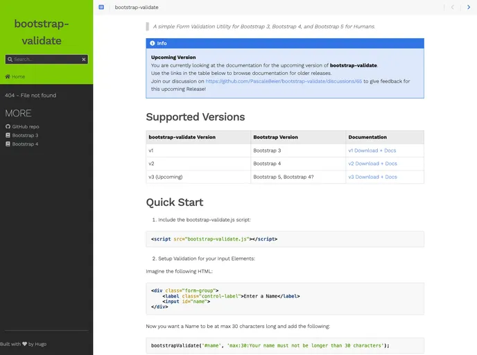 Bootstrap Validate screenshot