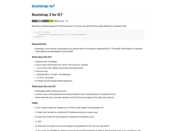 Bootstrap Ie7 screenshot