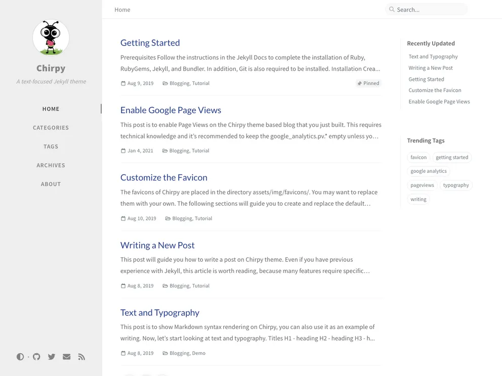 Jekyll Theme Chirpy screenshot