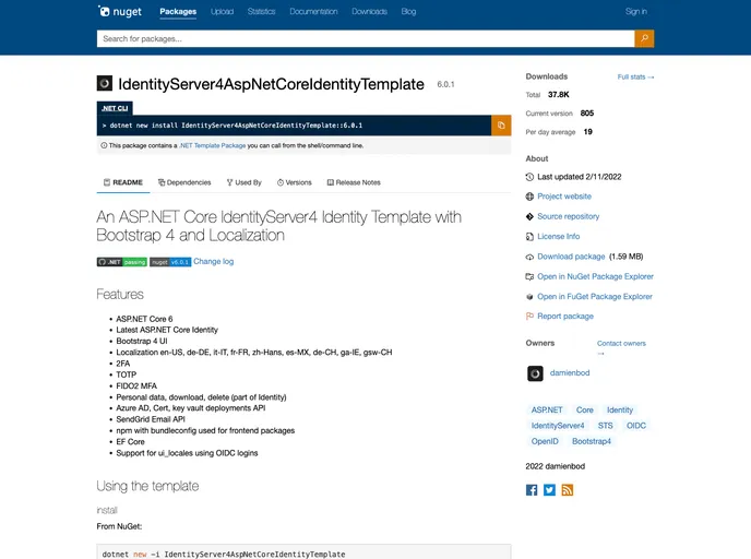 IdentityServer4AspNetCoreIdentityTemplate screenshot