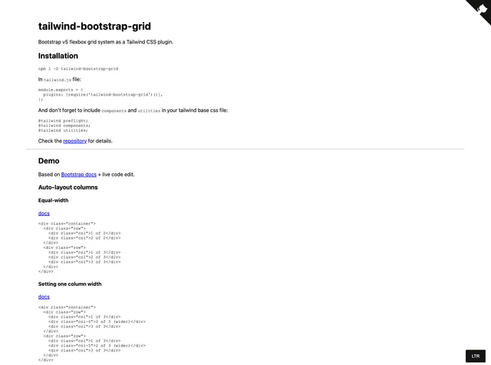 Tailwind Bootstrap Grid screenshot