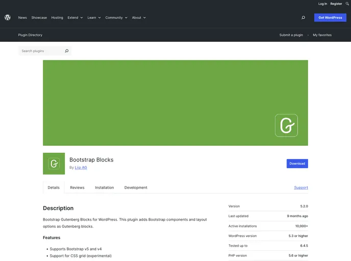 Bootstrap Blocks Wordpress Plugin screenshot