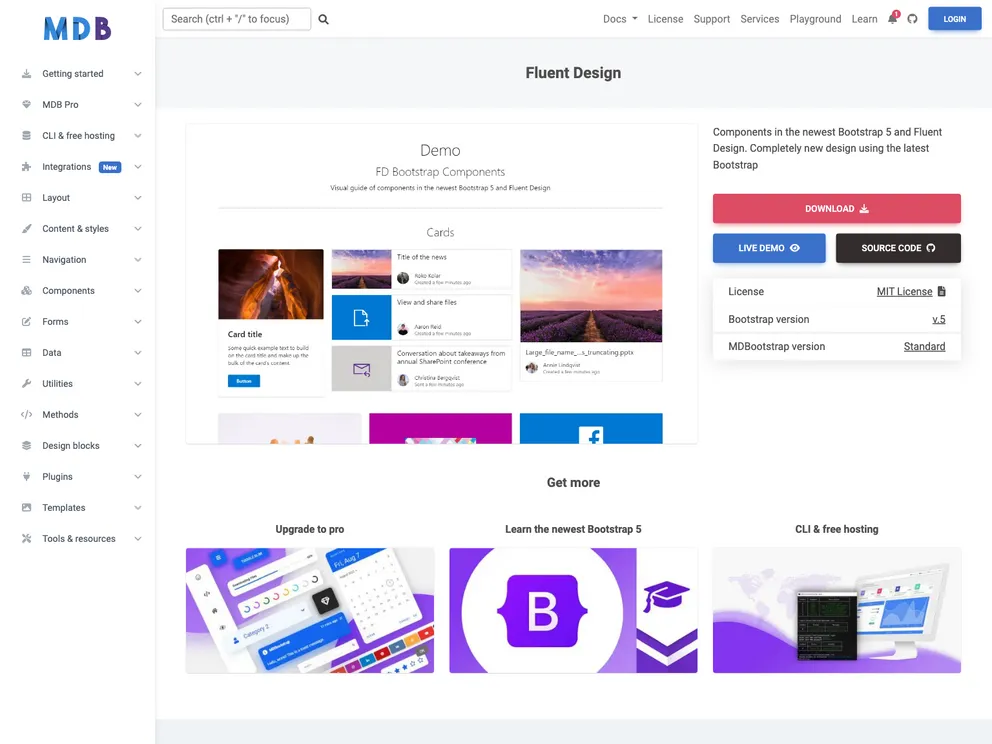 Bootstrap Fluent Design screenshot