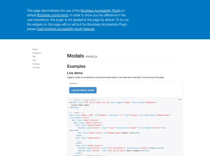 Bootstrap Accessibility Plugin screenshot