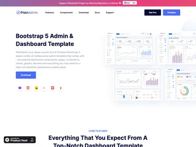 Plain Free Bootstrap Admin Template screenshot