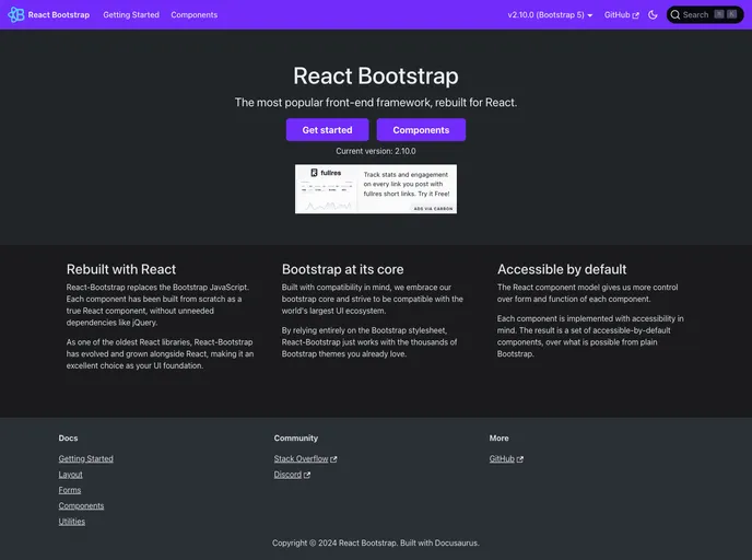 React Bootstrap screenshot