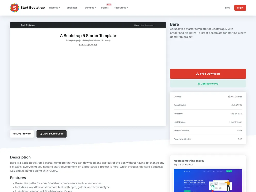 Startbootstrap Bare screenshot