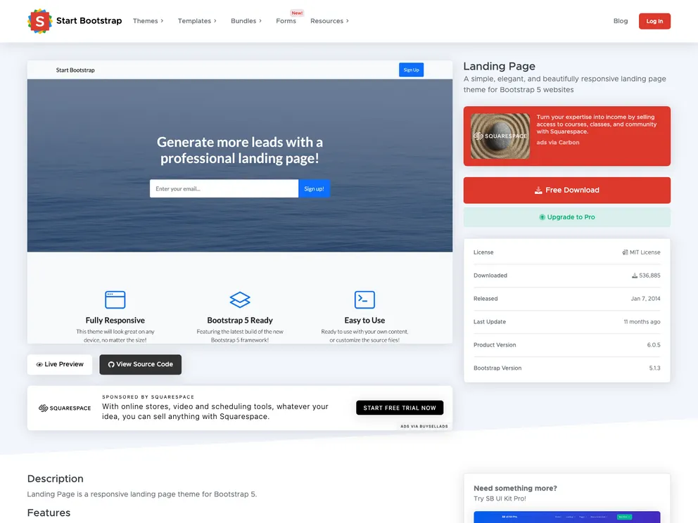 Startbootstrap Landing Page screenshot