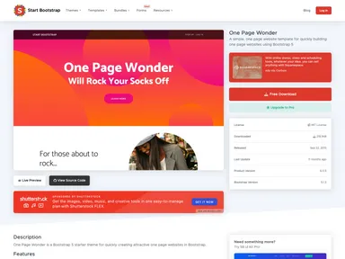 Startbootstrap One Page Wonder screenshot