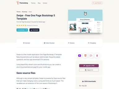 Swipe One Page Bootstrap 5 screenshot