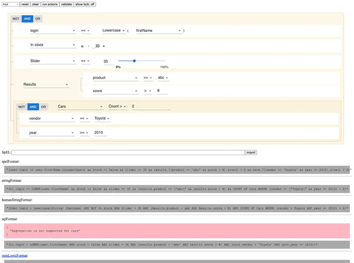 React Awesome Query Builder screenshot