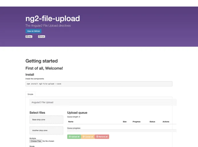 Ng2 File Upload screenshot