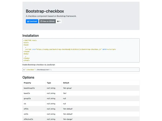 Bootstrap Checkbox screenshot