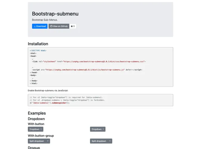 Bootstrap Submenu screenshot