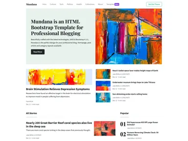 Template Mundana Bootstrap Html screenshot