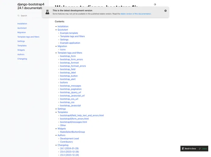 Django Bootstrap4 screenshot